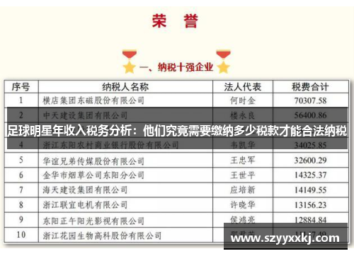 足球明星年收入税务分析：他们究竟需要缴纳多少税款才能合法纳税